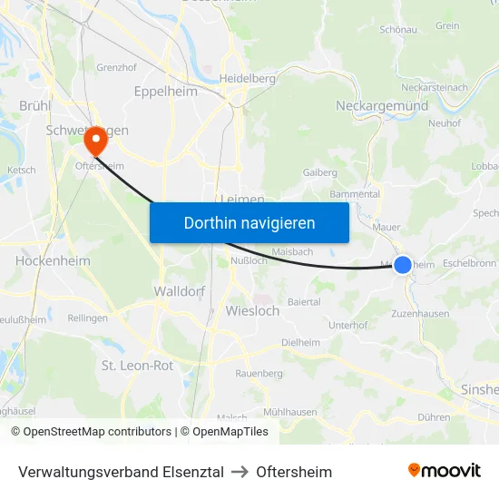 Verwaltungsverband Elsenztal to Oftersheim map