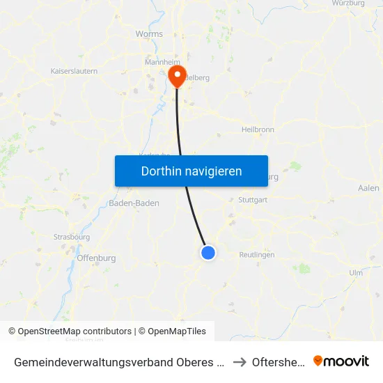 Gemeindeverwaltungsverband Oberes Gäu to Oftersheim map