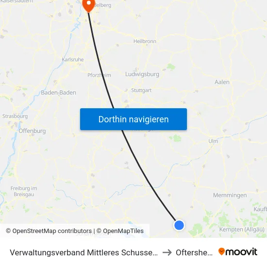 Verwaltungsverband Mittleres Schussental to Oftersheim map