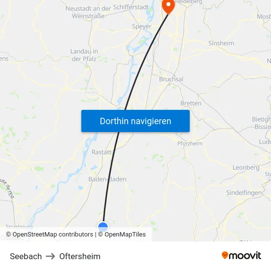 Seebach to Oftersheim map