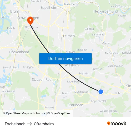 Eschelbach to Oftersheim map