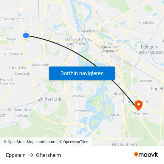 Eppstein to Oftersheim map