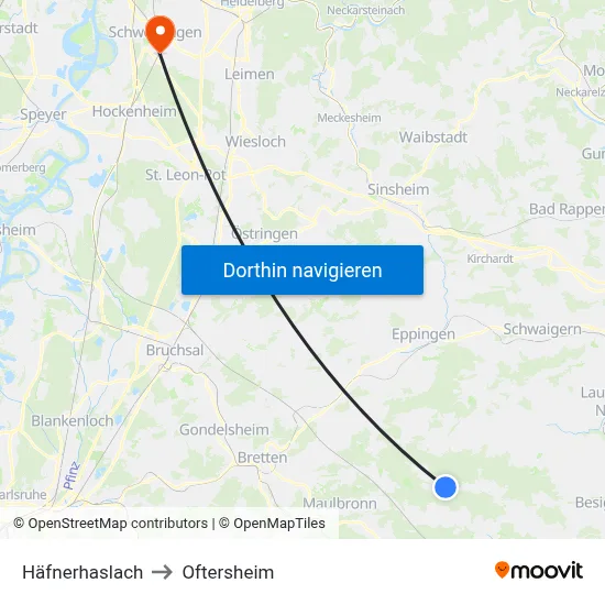 Häfnerhaslach to Oftersheim map