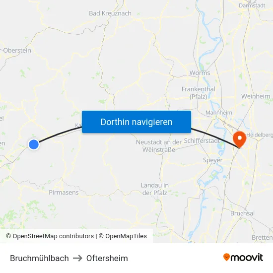 Bruchmühlbach to Oftersheim map