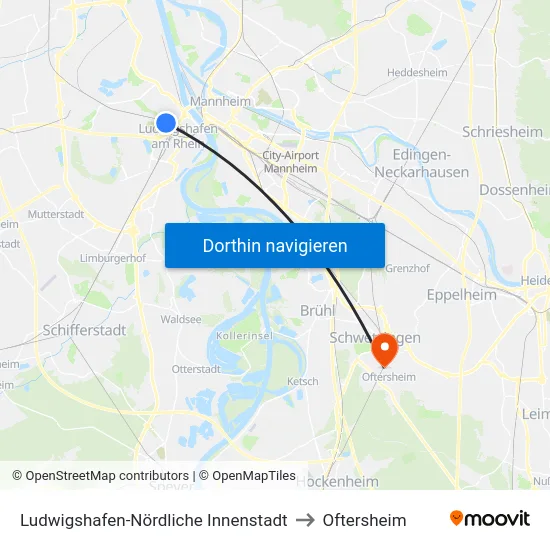 Ludwigshafen-Nördliche Innenstadt to Oftersheim map