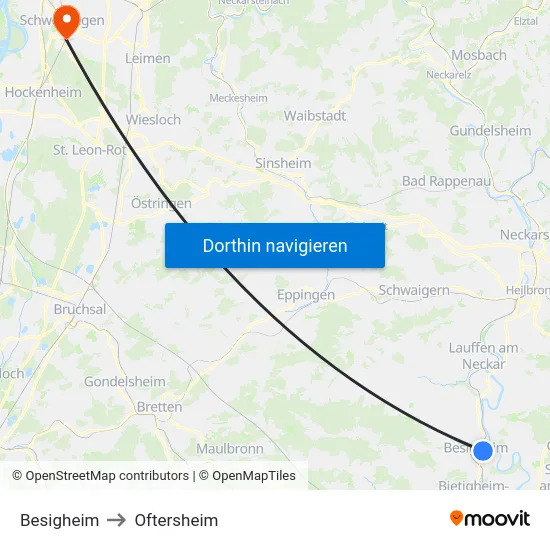 Besigheim to Oftersheim map