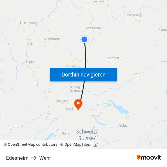 Edesheim to Wehr map