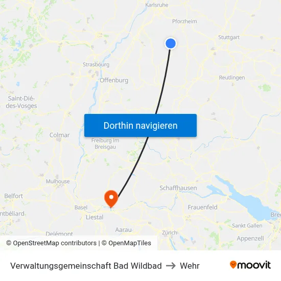 Verwaltungsgemeinschaft Bad Wildbad to Wehr map