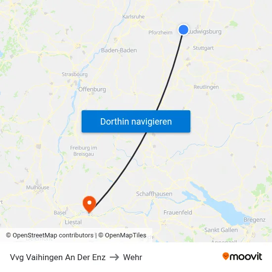 Vvg Vaihingen An Der Enz to Wehr map