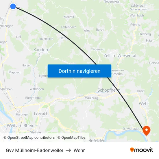Gvv Müllheim-Badenweiler to Wehr map