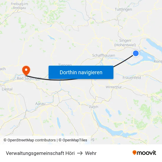 Verwaltungsgemeinschaft Höri to Wehr map