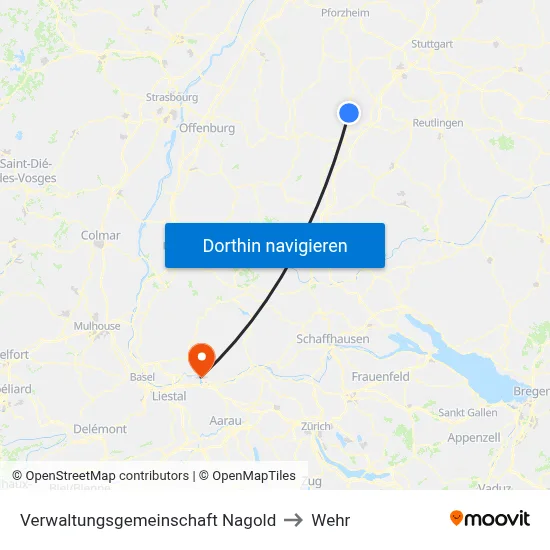 Verwaltungsgemeinschaft Nagold to Wehr map