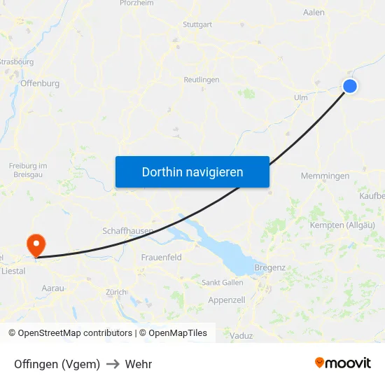 Offingen (Vgem) to Wehr map