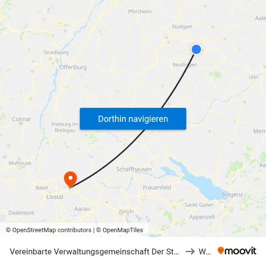 Vereinbarte Verwaltungsgemeinschaft Der Stadt Nürtingen to Wehr map
