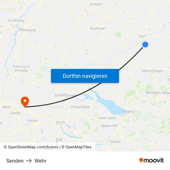 Senden to Wehr map