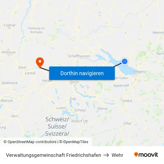 Verwaltungsgemeinschaft Friedrichshafen to Wehr map