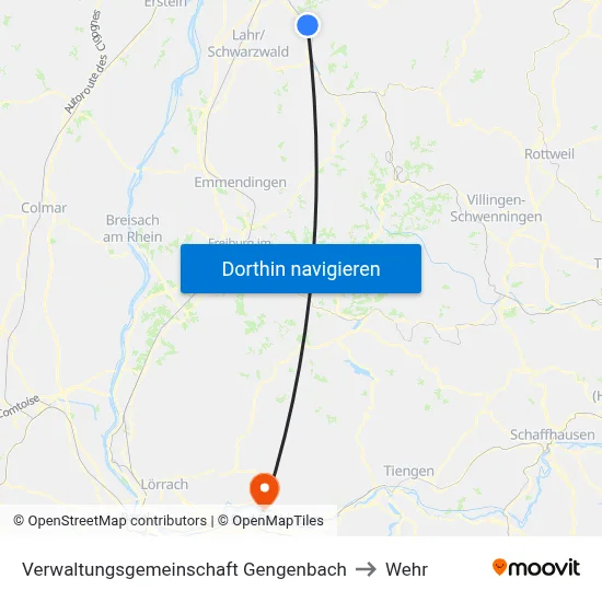 Verwaltungsgemeinschaft Gengenbach to Wehr map