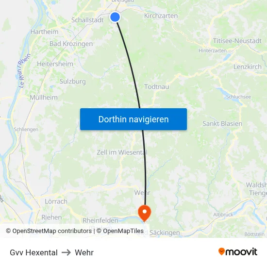 Gvv Hexental to Wehr map