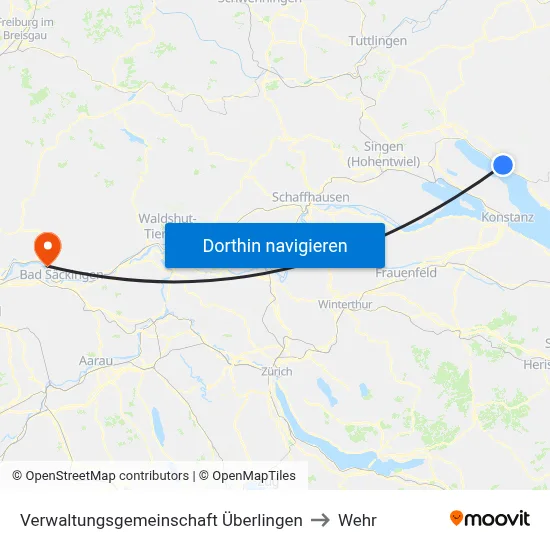 Verwaltungsgemeinschaft Überlingen to Wehr map
