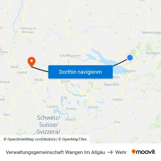 Verwaltungsgemeinschaft Wangen Im Allgäu to Wehr map