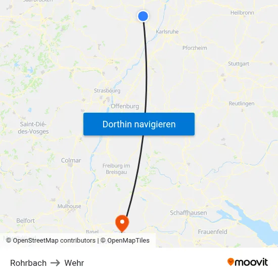 Rohrbach to Wehr map