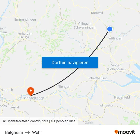 Balgheim to Wehr map