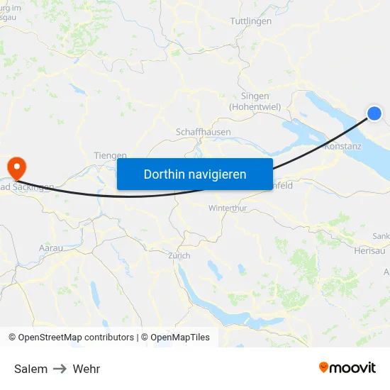 Salem to Wehr map