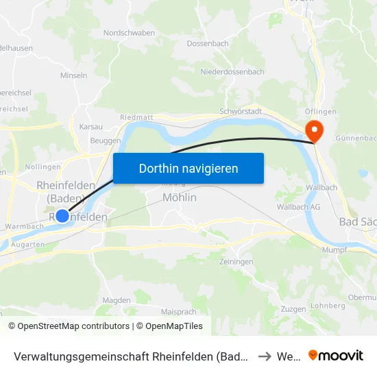 Verwaltungsgemeinschaft Rheinfelden (Baden) to Wehr map