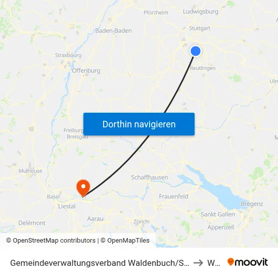 Gemeindeverwaltungsverband Waldenbuch/Steinenbronn to Wehr map
