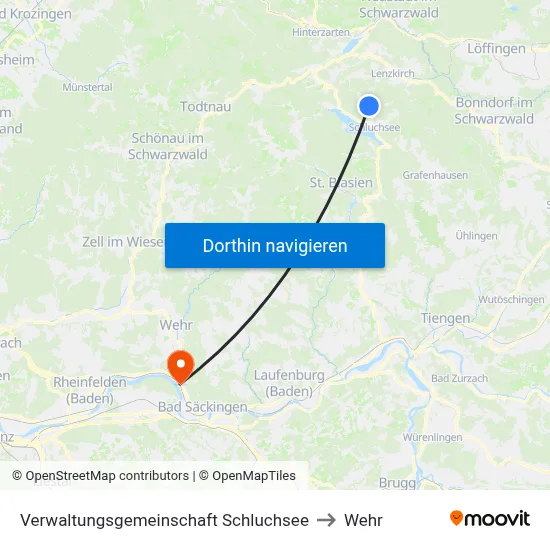 Verwaltungsgemeinschaft Schluchsee to Wehr map