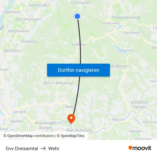 Gvv Dreisamtal to Wehr map