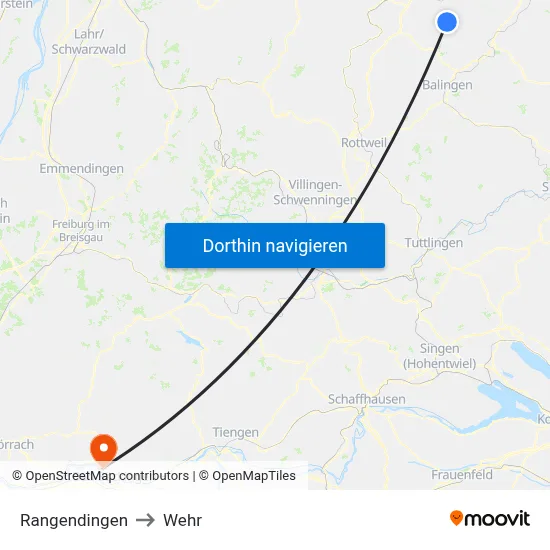 Rangendingen to Wehr map