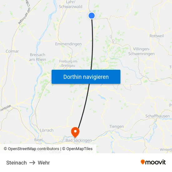 Steinach to Wehr map