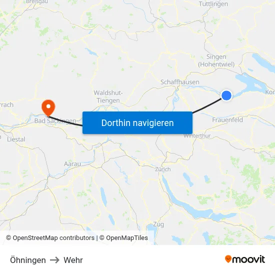 Öhningen to Wehr map