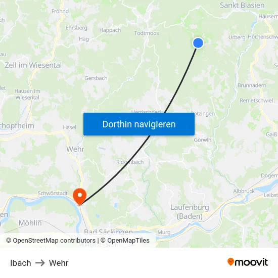Ibach to Wehr map