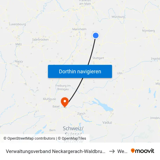 Verwaltungsverband Neckargerach-Waldbrunn to Wehr map