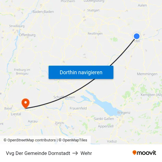 Vvg Der Gemeinde Dornstadt to Wehr map