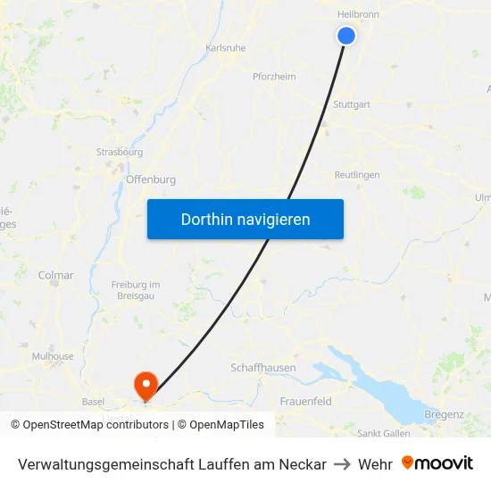 Verwaltungsgemeinschaft Lauffen am Neckar to Wehr map