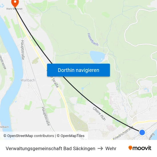 Verwaltungsgemeinschaft Bad Säckingen to Wehr map
