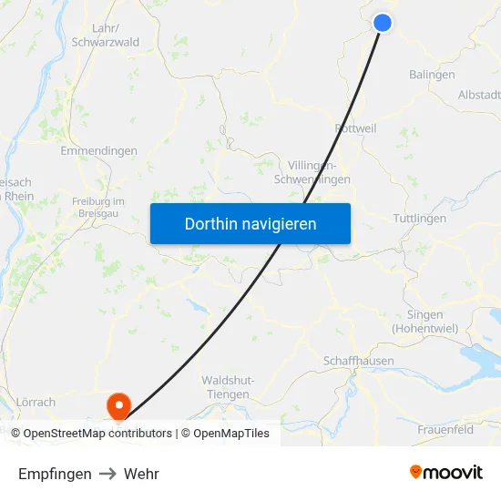 Empfingen to Wehr map