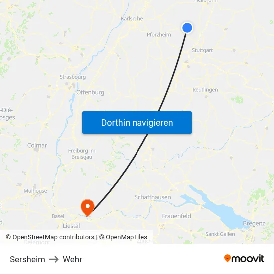 Sersheim to Wehr map