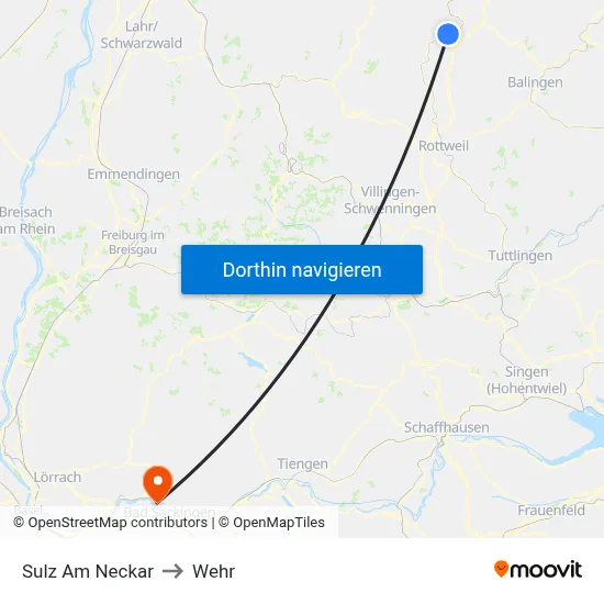 Sulz Am Neckar to Wehr map