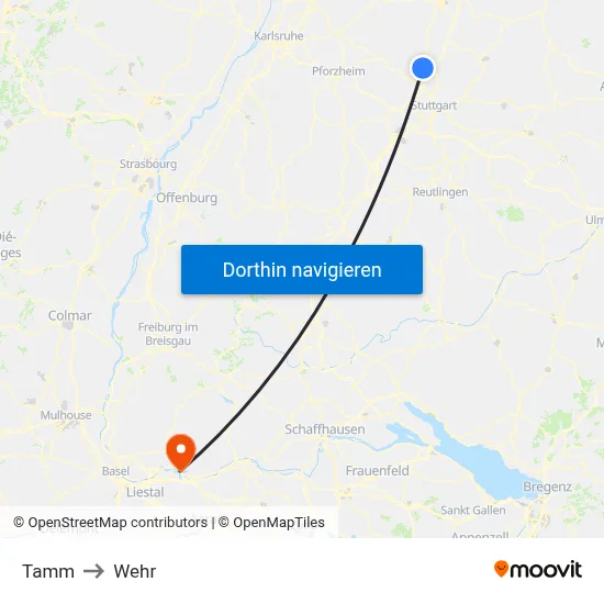 Tamm to Wehr map