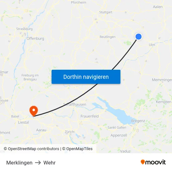 Merklingen to Wehr map