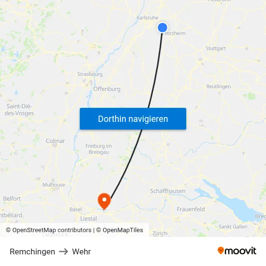 Remchingen to Wehr map