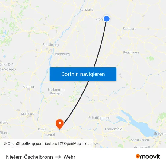 Niefern-Öschelbronn to Wehr map