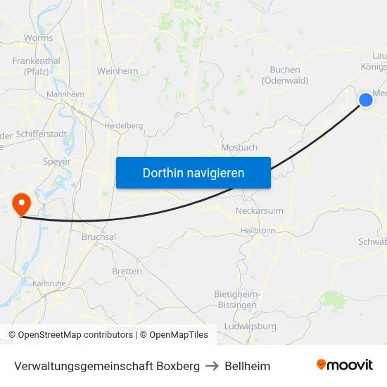 Verwaltungsgemeinschaft Boxberg to Bellheim map