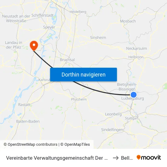 Vereinbarte Verwaltungsgemeinschaft Der Stadt Freiberg am Neckar to Bellheim map