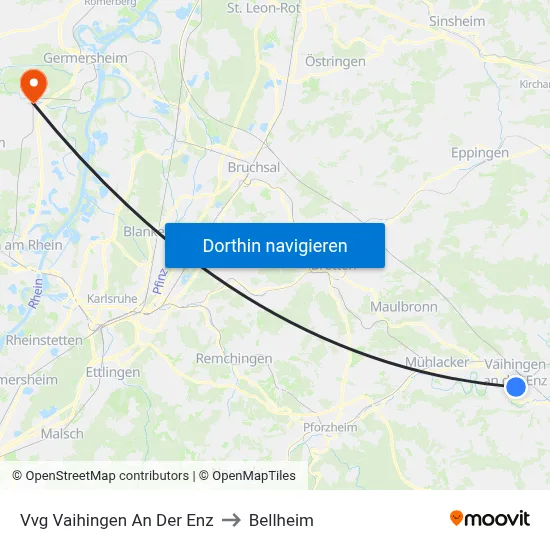 Vvg Vaihingen An Der Enz to Bellheim map