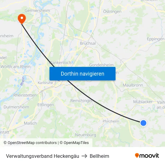 Verwaltungsverband Heckengäu to Bellheim map